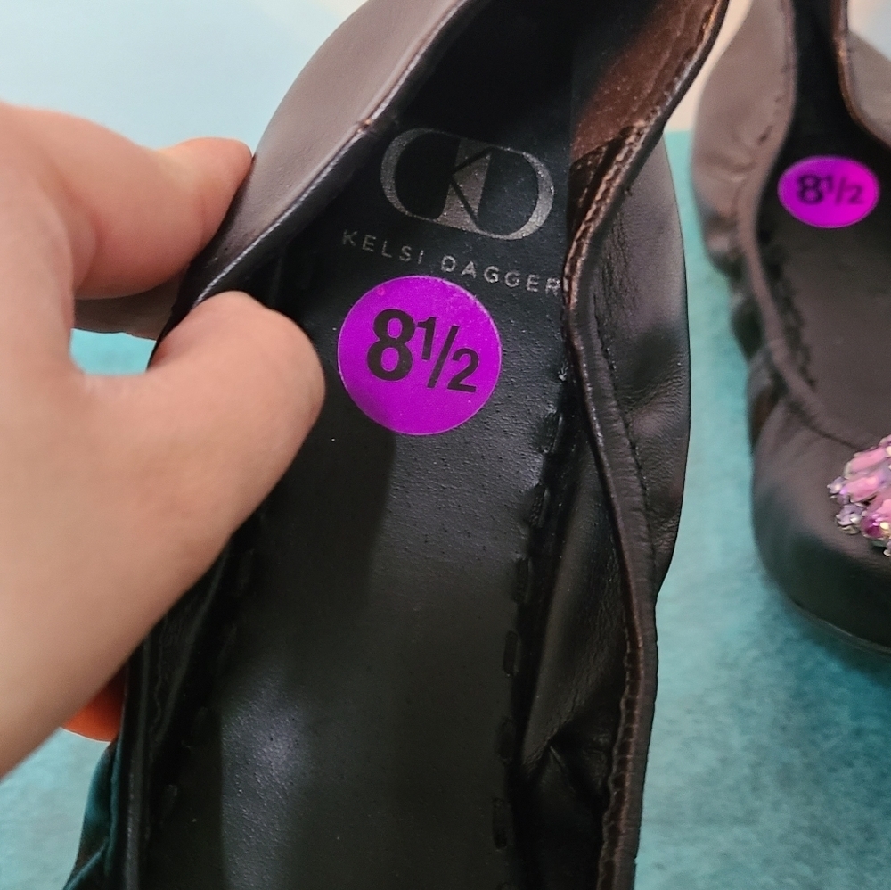Kelsi Dagger Rhinestone Toe Ballet Flats - Picture 9 of 12
